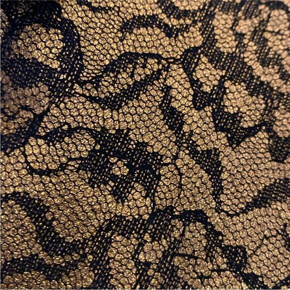 All genuine leather lace print gold/black belted jacket, M - Picture 5 of 8